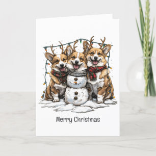 Frohe Weihnachten Corgi Dogs Snowman
