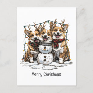 Frohe Weihnachten Corgi Dogs Snowman