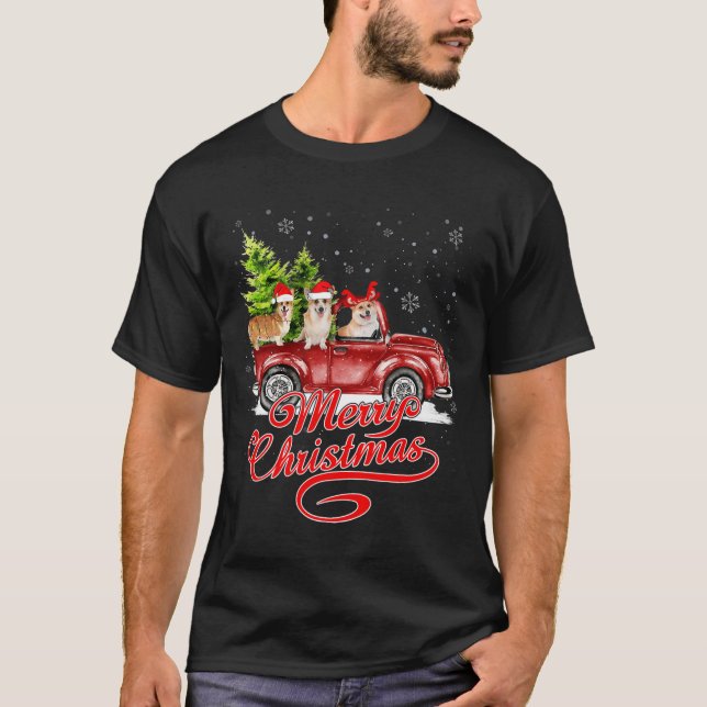 Frohe Weihnachten Corgi Hunde Liebe Santa Reindeer T-Shirt (Vorderseite)