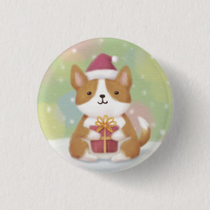 Frohe Weihnachten: Corgi Illustration Art Button