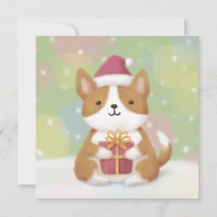 Frohe Weihnachten: Corgi Illustration Art Feiertagskarte