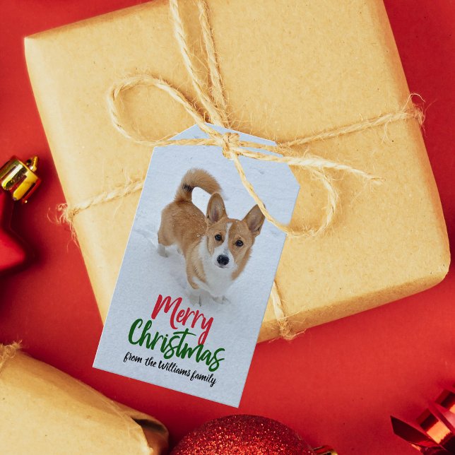 Frohe Weihnachten Corgi Snow Foto Beautiful Custom Geschenkanhänger (Von Creator hochgeladen)