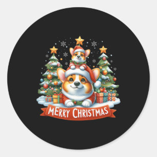Frohe Weihnachten Corgmas Corgi Dog Matching Chris Runder Aufkleber