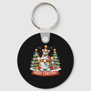 Frohe Weihnachten Corgmas Corgi Dog Matching Chris Schlüsselanhänger