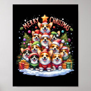 Frohe Weihnachten Corgmas Corgi Dog Weihnachtsbaum Poster