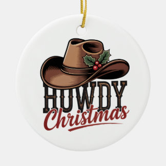 Frohe Weihnachten Cowboy Hut – Western-Feiertagsde Keramik Ornament