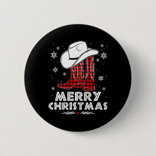 Frohe Weihnachten Cowboy-Stiefel Roter Büffel Kari Button