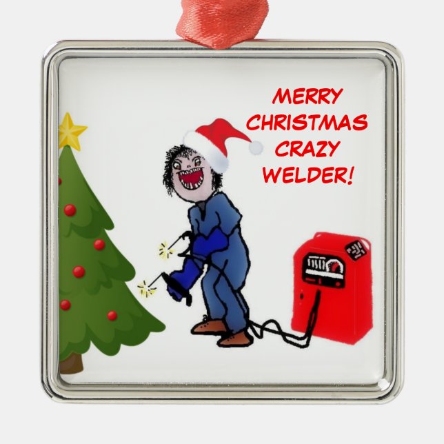 Frohe Weihnachten Crazy Welder Ornament Aus Metall (Vorne)