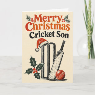 Frohe Weihnachten Cricket Sohn Karte