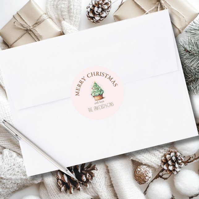 Frohe Weihnachten! Cupcake-Christmas-Tree Runder Aufkleber (Von Creator hochgeladen)