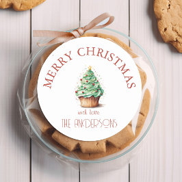 Frohe Weihnachten! Cupcake-Christmas-Tree Runder Aufkleber