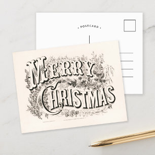 Frohe Weihnachten   Currier & Ives Postkarte