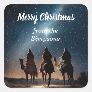 Frohe Weihnachten Custom aus dem Namen Quadratischer Aufkleber