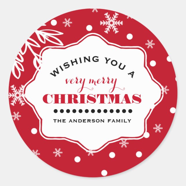 Frohe Weihnachten. Custom Christmas Runder Aufkleber (Vorderseite)