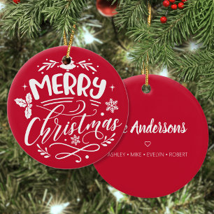 Frohe Weihnachten Custom Familienname Urlaub Keramik Ornament