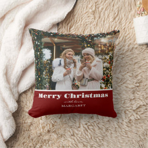 Frohe Weihnachten Custom Friends Foto Simple Red Kissen
