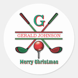 Frohe Weihnachten Custom Golf Holiday Design Runder Aufkleber