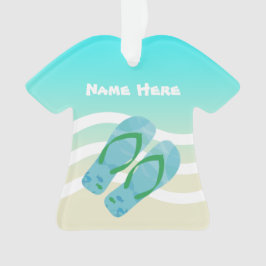 Frohe Weihnachten Custom Name Tropical Beach Waves Ornament