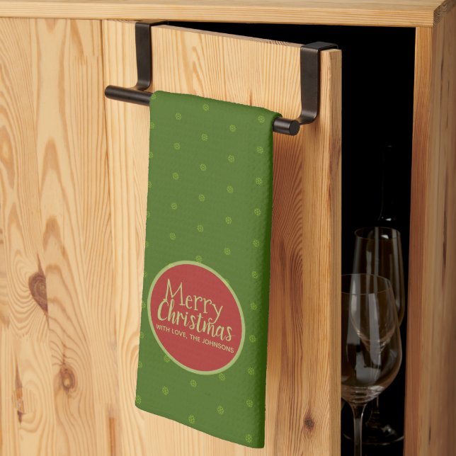 Frohe Weihnachten Custom Text Green Kitchen Handtu Geschirrtuch (Drittel gefaltet)