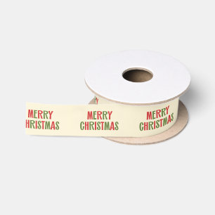 Frohe Weihnachten Cute Retro 1950er Rot Grün Creme Satinband