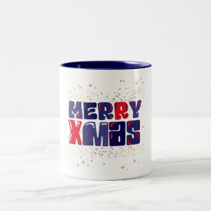 Frohe Weihnachten Cute Rot Blau Gold Zweifarbige Tasse