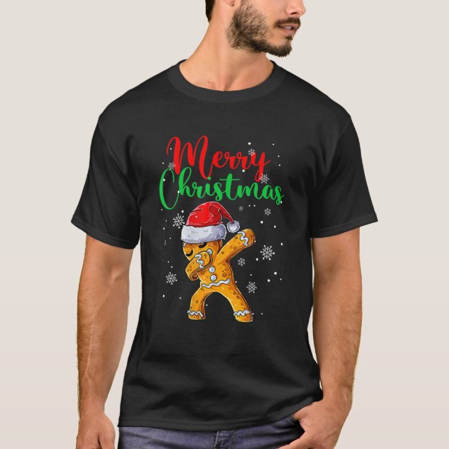 Frohe Weihnachten Dab Gingerbread Weihnachtscoo T-Shirt (Vorderseite)