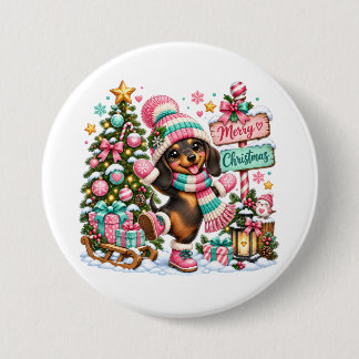 Frohe Weihnachten Dachshund Button