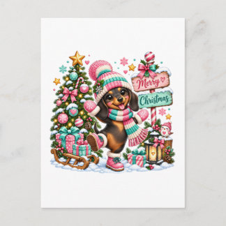 Frohe Weihnachten Dachshund Einladungspostkarte