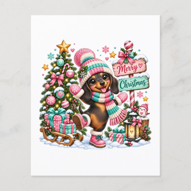 Frohe Weihnachten Dachshund Flyer (Vorne)