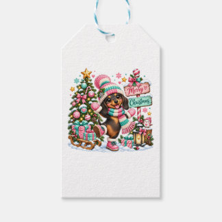 Frohe Weihnachten Dachshund Geschenkanhänger