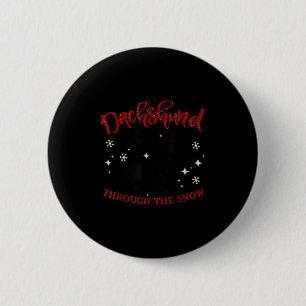 Frohe Weihnachten Dachshund Hund Durch Den Schnee Button