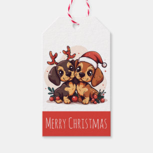 Frohe Weihnachten Dachshund Hunde Geschenkanhänger