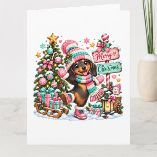Frohe Weihnachten Dachshund Karte