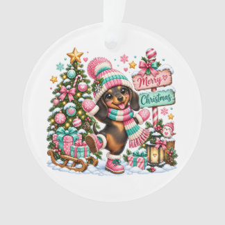 Frohe Weihnachten Dachshund Ornament