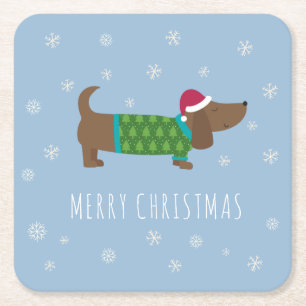 Frohe Weihnachten Dachshund  Rechteckiger Pappuntersetzer