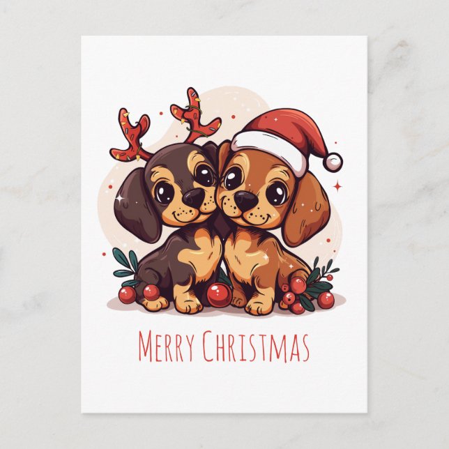 Frohe Weihnachten Dackel Hunde (Vorderseite)