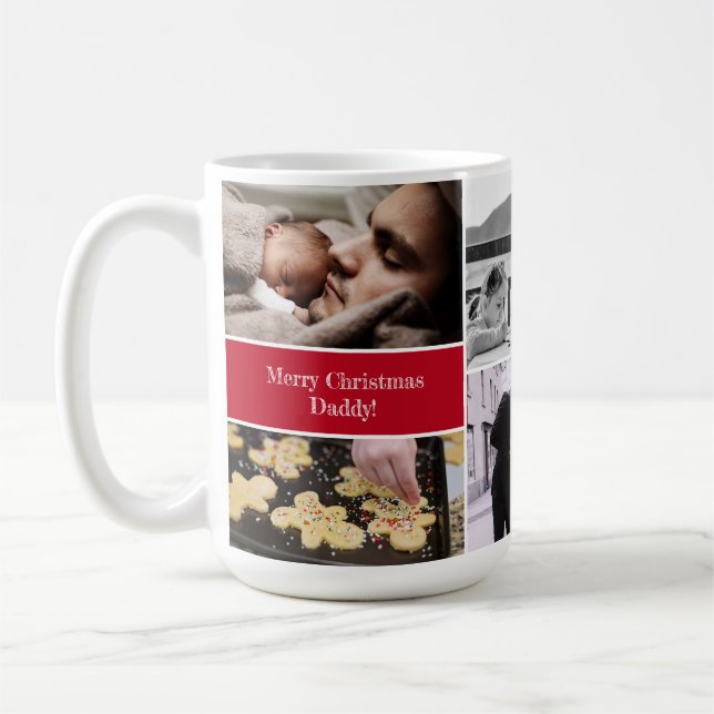 Frohe Weihnachten Daddy Custom Foto Collage Urlaub Kaffeetasse (Links)