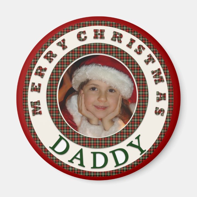 Frohe Weihnachten Daddy Custom Foto Magnet (Vorne)
