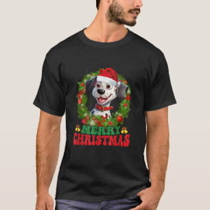 Frohe Weihnachten Dalmatiner Weihnachtsmann Hut Hu T-Shirt