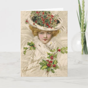 Frohe Weihnachten Dame mit Hut
