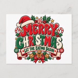 Frohe Weihnachten, das Essen kann beginnen, Feiert Feiertagspostkarte