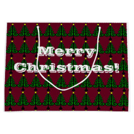 Frohe Weihnachten/dekorative grüne Bäume Große Geschenktüte