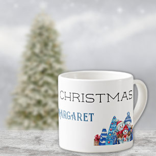 Frohe Weihnachten, dekorativer Name auf Wasserfarb Espressotasse