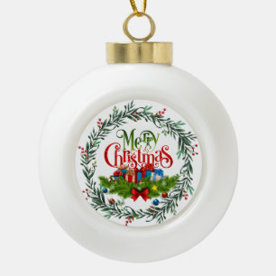 Frohe Weihnachten, dekoratives Design, Keramik Kugel-Ornament