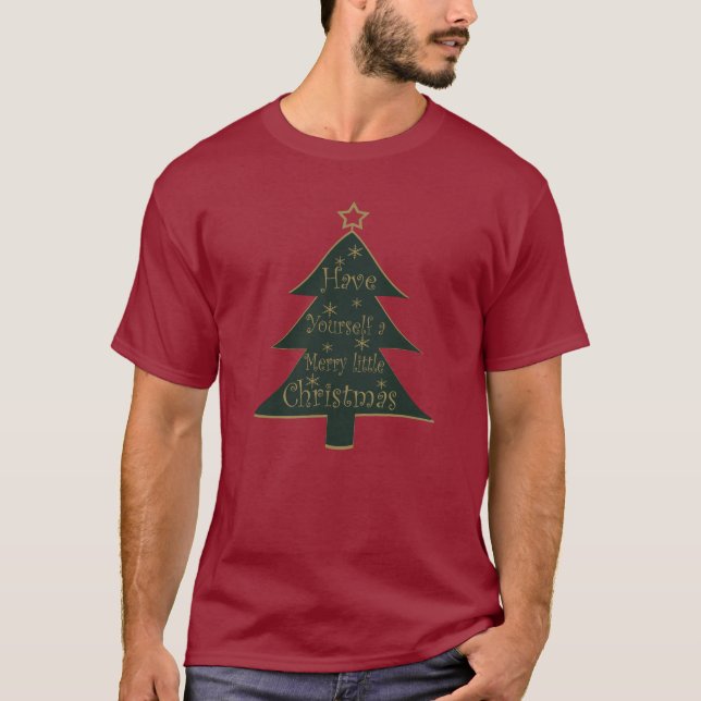 Frohe Weihnachten dekoriert Kiefer Baum T-Shirt (Vorderseite)
