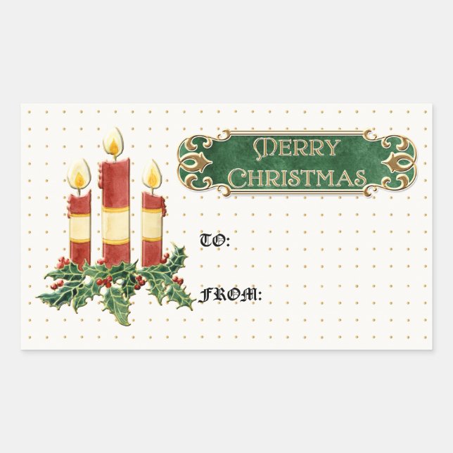 Frohe Weihnachten dekoriert Tree Star Gold Swirl Rechteckiger Aufkleber (Vorderseite)