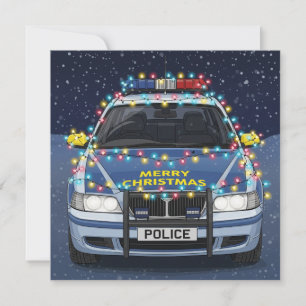 Frohe Weihnachten dekoriertes Polizeiauto 