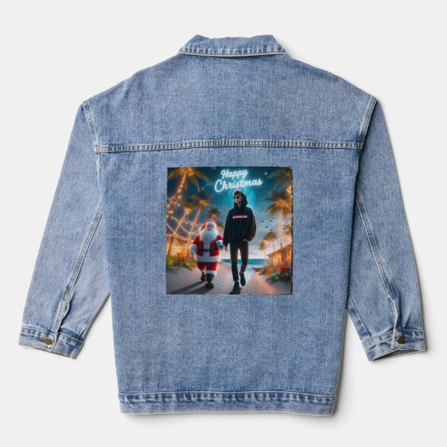 Frohe Weihnachten Denim Jacket | Weihnachtsoutfit Jeansjacke (Rückseite)