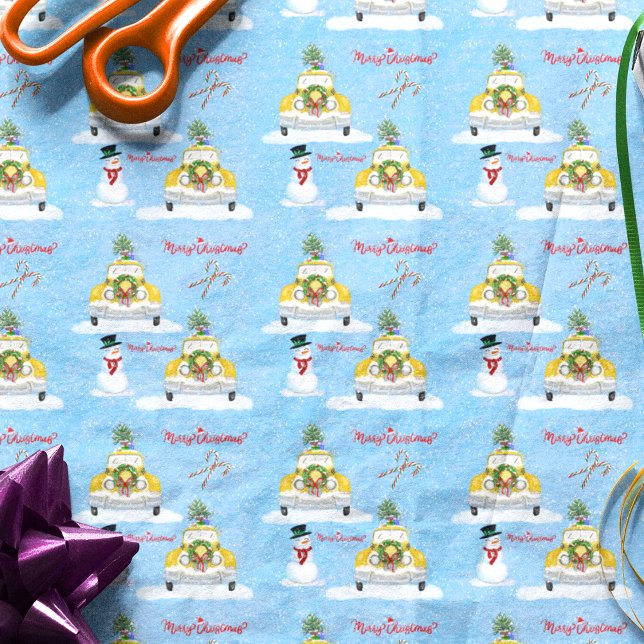 Frohe Weihnachten der 1950er Jahre New York Yellow Seidenpapier (Von Creator hochgeladen)