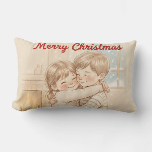FROHE WEIHNACHTEN DESIGN ZWEI KINDER UND EINE UMAR LENDENKISSEN